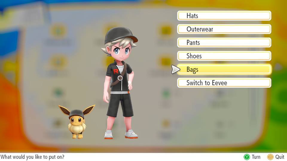Pokémon let's go outfit selection